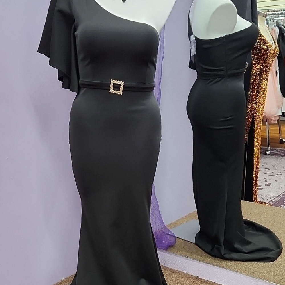 Black Asymmetrical One Shoulder Cocktail Dress